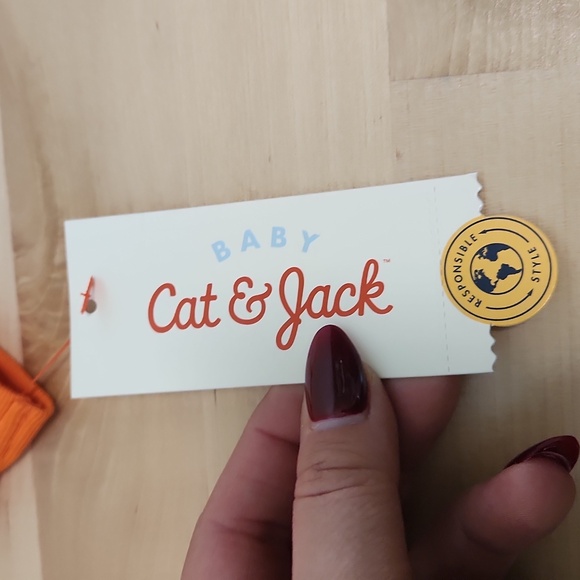 NWT Cat & Jack baby sz 3-6M pumpkin outfit striped pants set - Picture 2 of 4